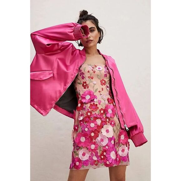 HELSI Hilma 3D Floral-Embellished Dress in Fuchsia Cocktail Party Size S NWOT - Picture 1 of 9